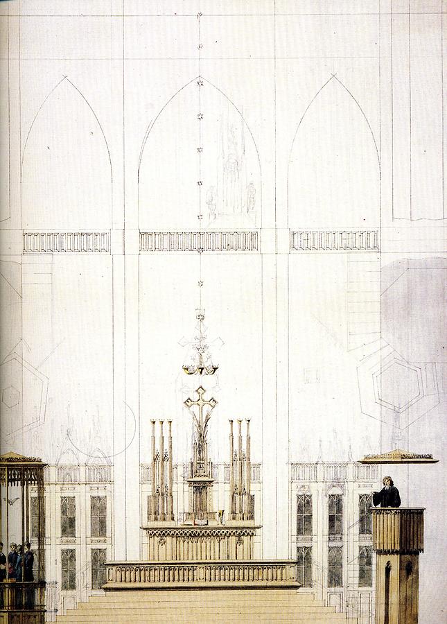 Projet de decoration pour l eglise Sainte Marie de strlsund  crayon plume et aquarelle 1817  by Casp Painting by Celestial Images