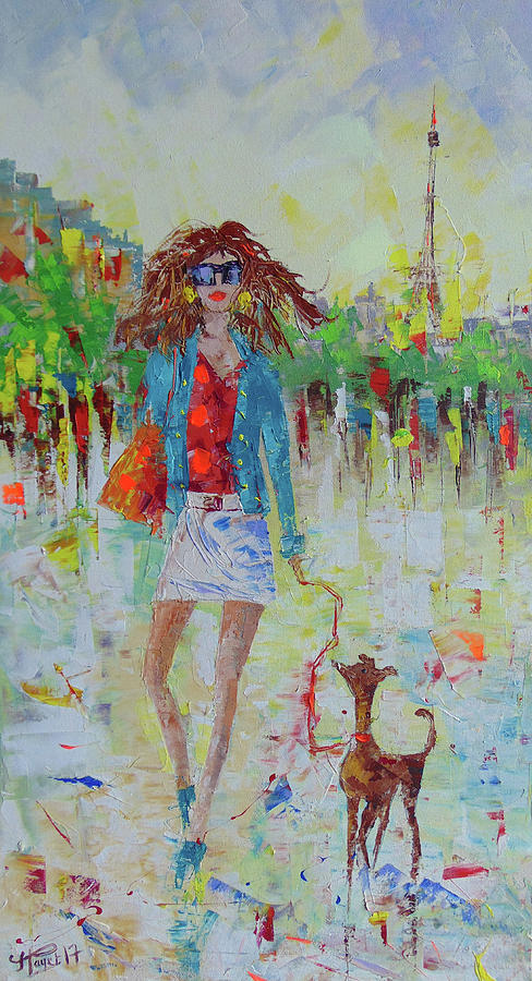 Promade avec mon chien Painting by Frederic Payet