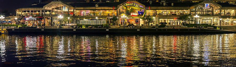 Baltimore Photograph - Promenade Reflections - Night Pano by Brian Wallace