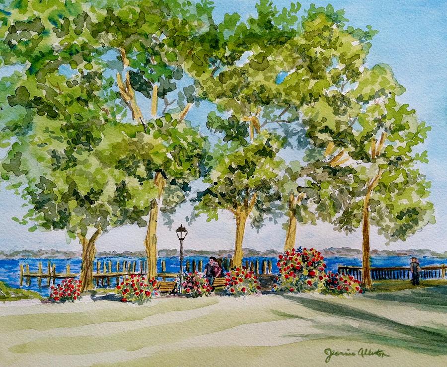 Promenade Stroll in Havre de Grace Painting by Jeannie Allerton