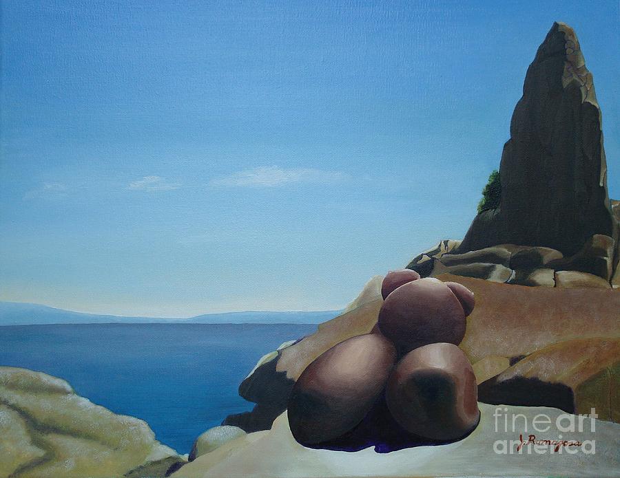 Nude Painting - Promethea - Birth on the Rocks by Juan Romagosa