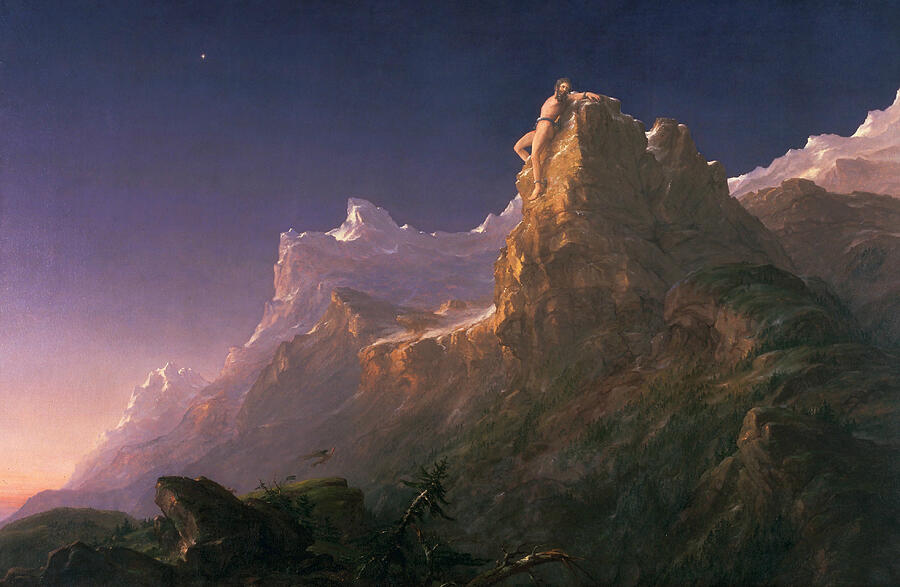 Prometheus Bound, from 1847 Painting by Thomas Cole