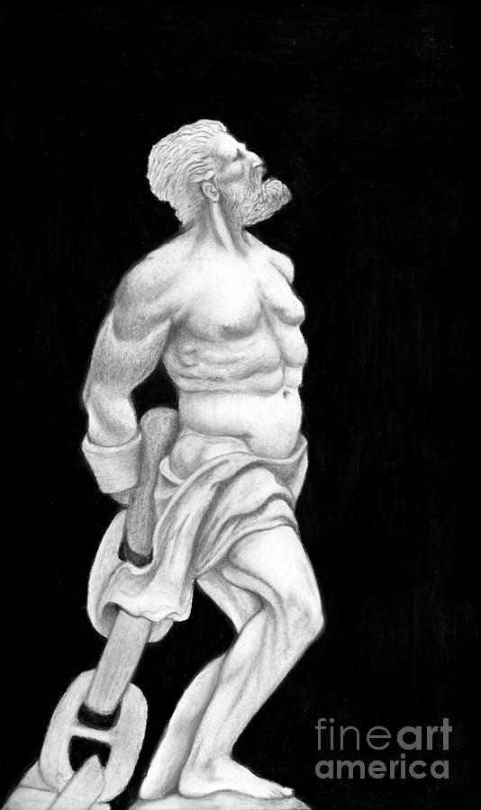 Greek Drawing - Prometheus by Gabriela Junosova