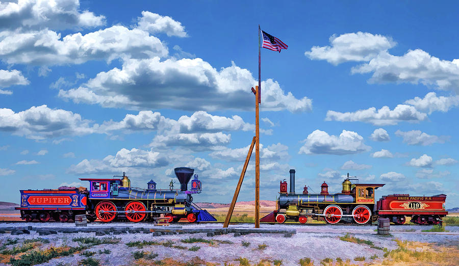 Railroad Painting - Promontory Summit Golden Spike by Christopher Arndt