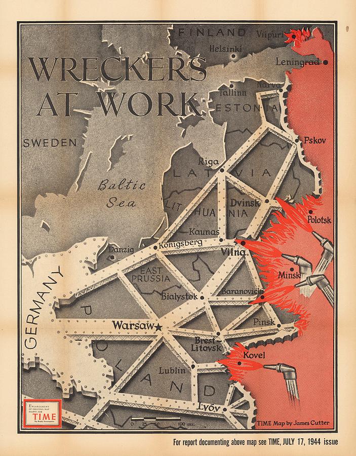 Propaganda Map Of German Domination - Baltic Region, Prussia, Poland - World War 2 - Time Magazine Drawing