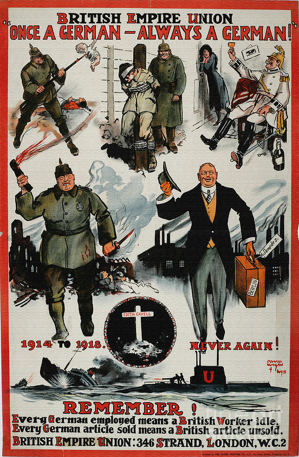 Propaganda poster anti German 1914 1918 war Digital Art by Vintage Collectables