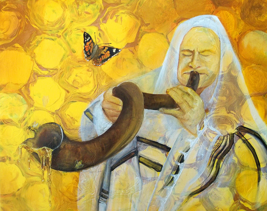 Prophetic Message Sketch Painting 9 Honey Dripping from the Shofar Painting by Anne Cameron Cutri
