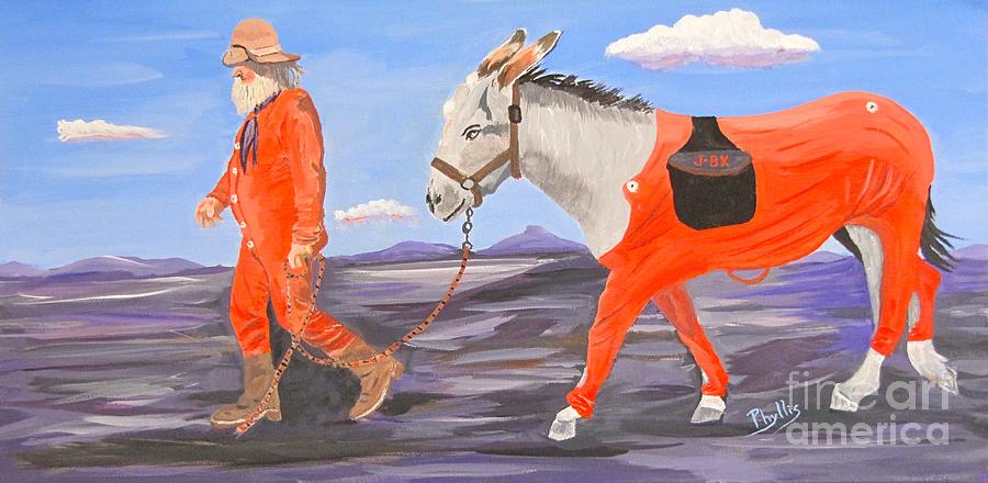 Donkey Painting - Prospector and Pal by Phyllis Kaltenbach