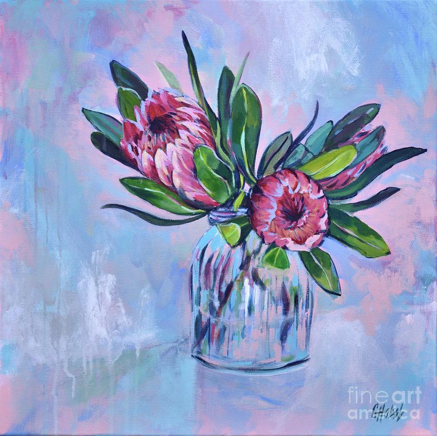 Proteas Painting Painting by Chris Hobel