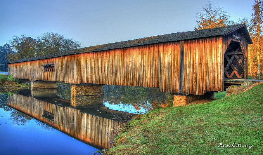Protection That Works 2 Watson Mill Covered Bridge Reflections Photograph by Reid Callaway