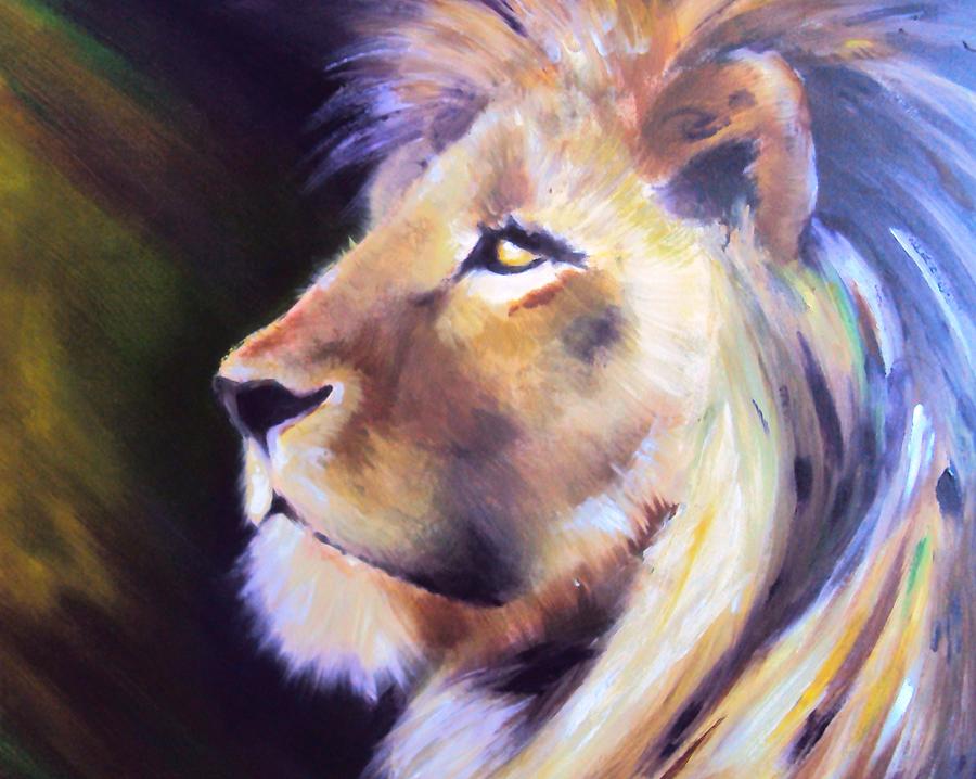 Lion Painting - Protector by Carrie Bennett