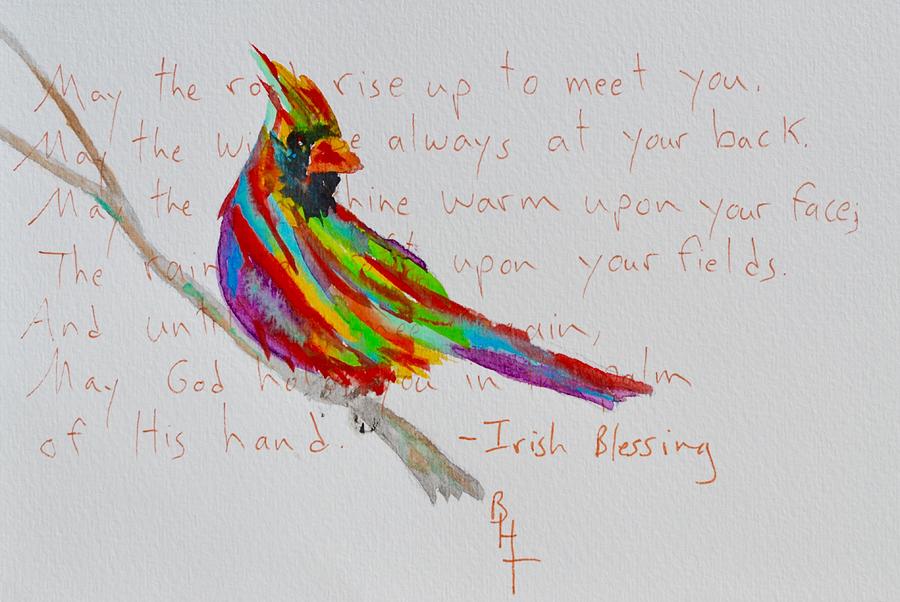 Proud Cardinal With Blessing Painting by Beverley Harper Tinsley