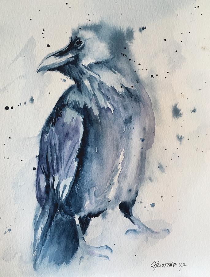 Proud Raven Painting by Christine Marie Rose