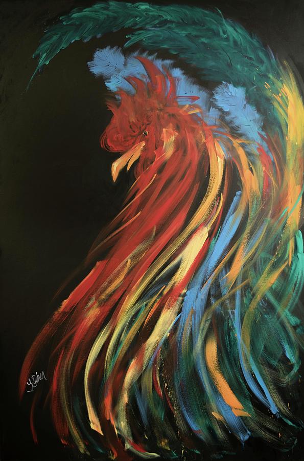 Proud Rooster Painting by Terri Einer