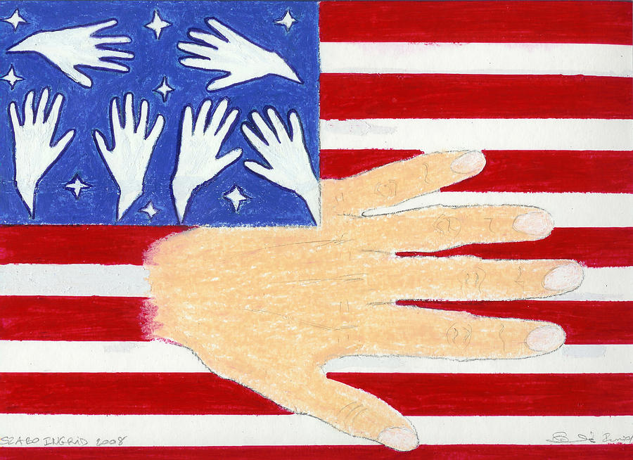 Flag Painting - Proudly Hand made In America by Ingrid  Szabo