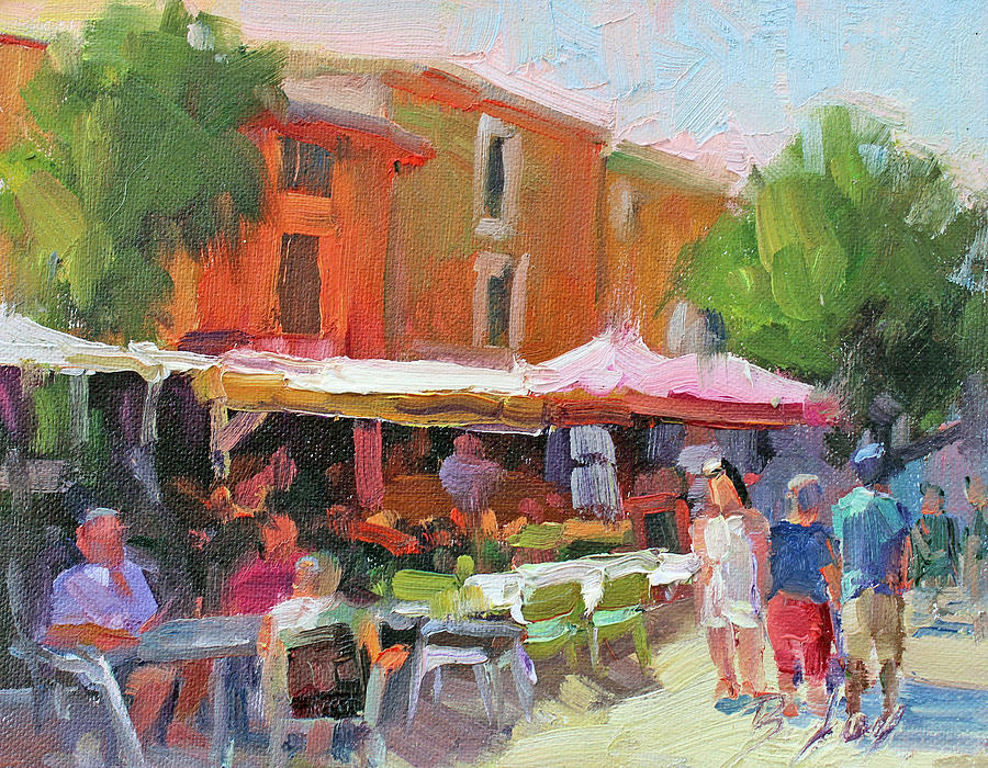 Provence France Cafe  Painting by Becky Joy