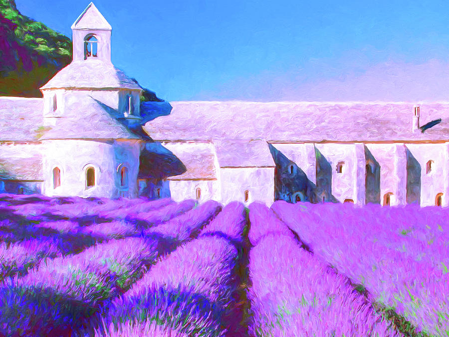 Provence Lavender and Old Abbey Painting by Dominic Piperata