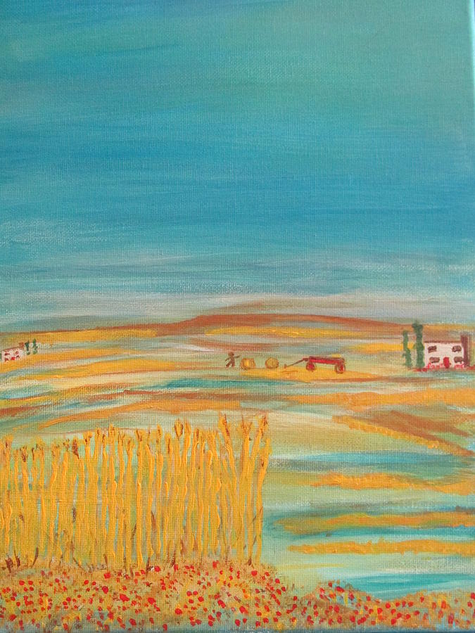 Provence Wheat Harvest Painting by Sharyn Winters