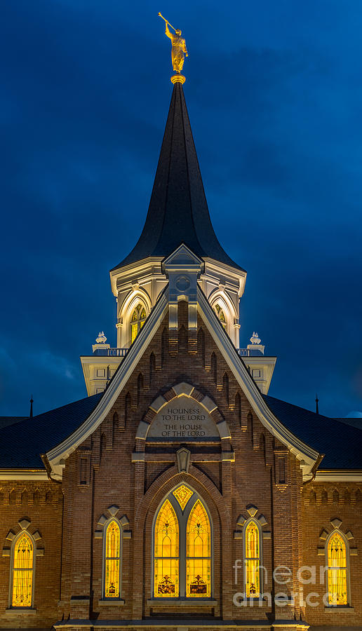 Provo City Center Temple Close-up at Night 2 - Utah Photograph by Gary Whitton