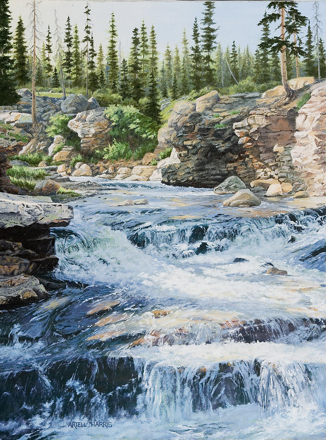 Provo River Falls #1 Painting by Artell Harris - Fine Art America