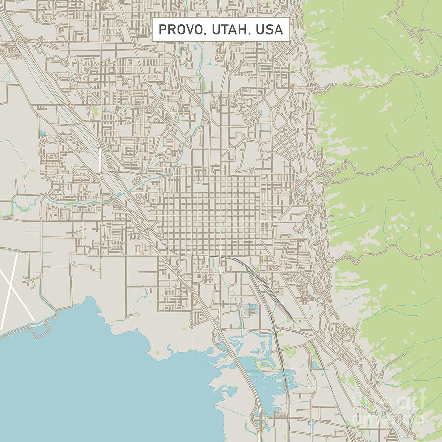 Provo Digital Art - Provo Utah US City Street Map by Frank Ramspott