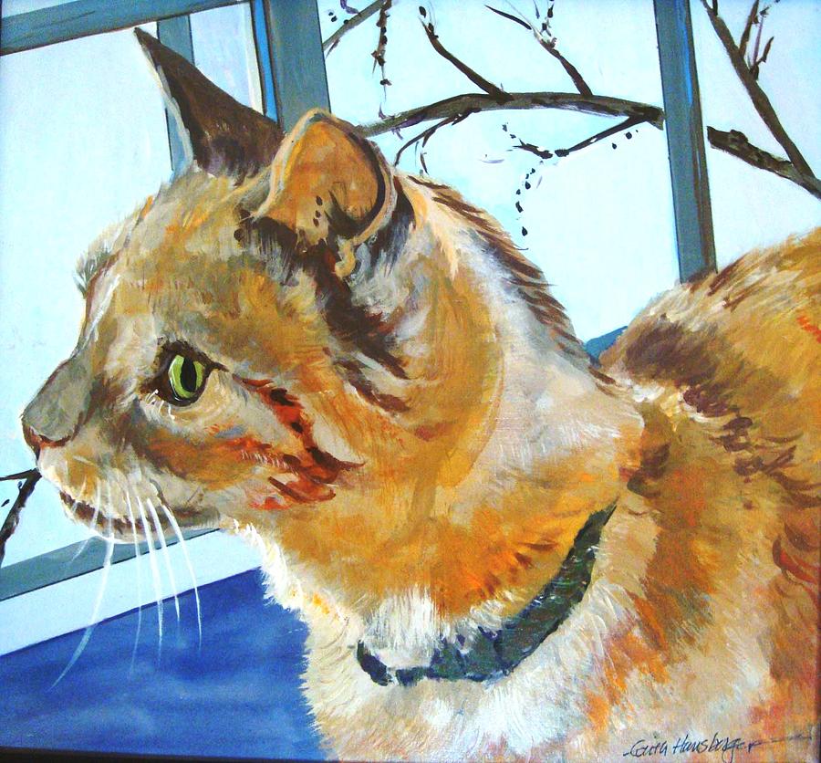 Prowling the Window Painting by Edith Hunsberger
