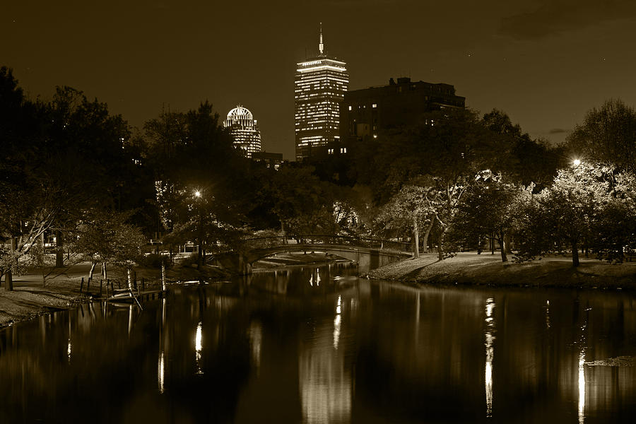 Prudential over the Charles River Sepia Photograph by Toby McGuire