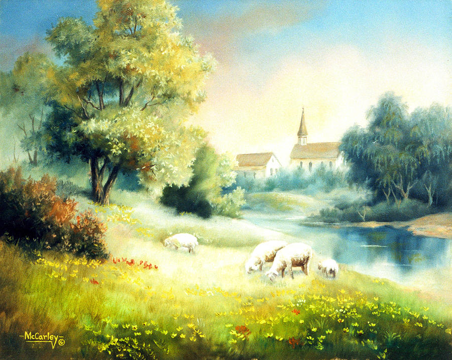 Sheep Painting - Psalms 23  by Kirby McCarley