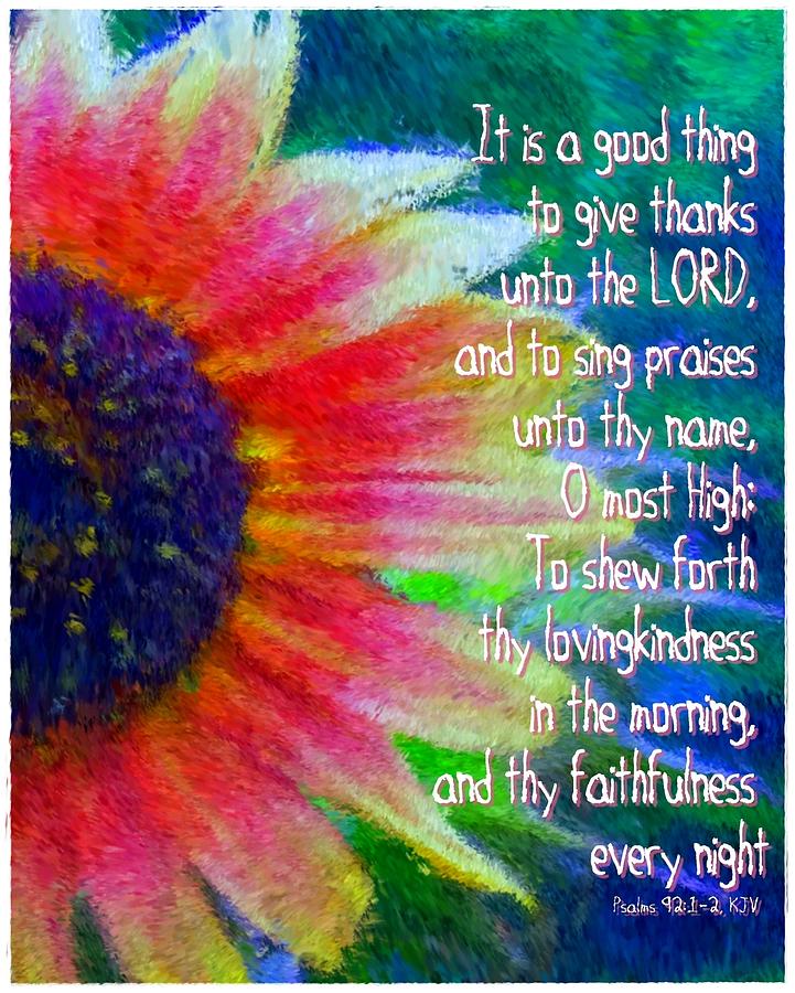 Inspirational Digital Art - Psalms 92 1 2 by Michelle Greene Wheeler