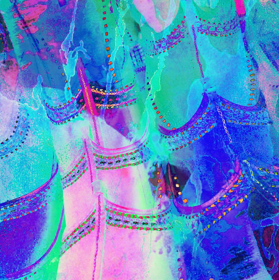 Psychedelic Blue Shoes Shopping is Fun Abstract Square 4f Photograph by Sue Jacobi