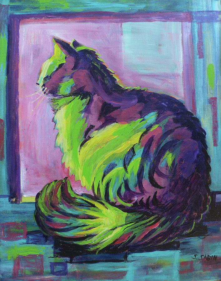 Psychedelic cat Painting by Saga Sabin