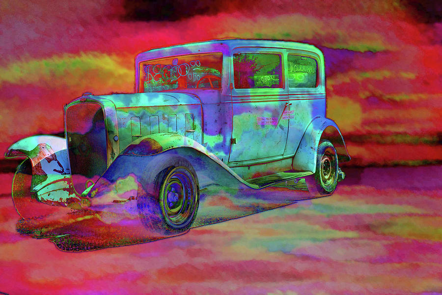 Psychedelic Chevrolet  Digital Art by Cathy Anderson