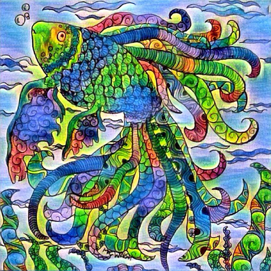 Psychedelic fish  Digital Art by Megan Walsh