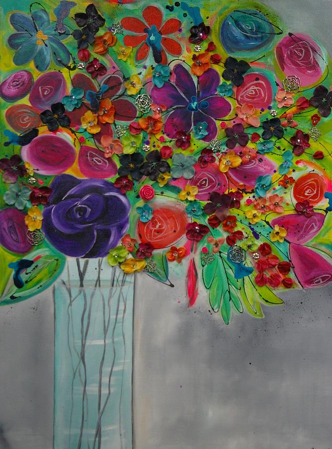 Psychedelic Flowers Adult V-Neck by Dania Olivares - Pixels
