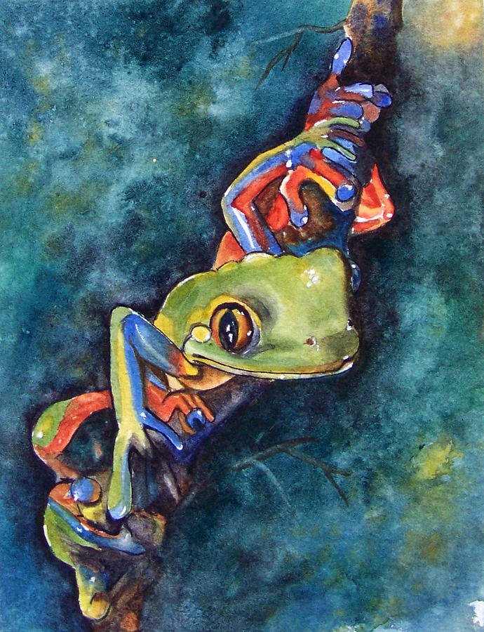 Wildlife Painting - Psychedelic frog by Gina Hall