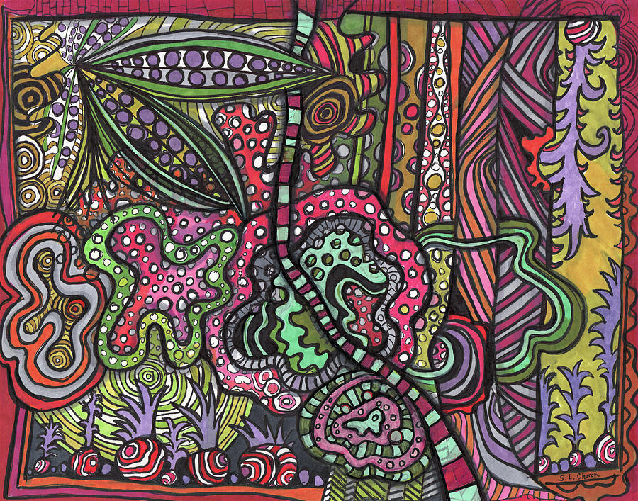 Psychedelic Garden Drawing by Sandra Church