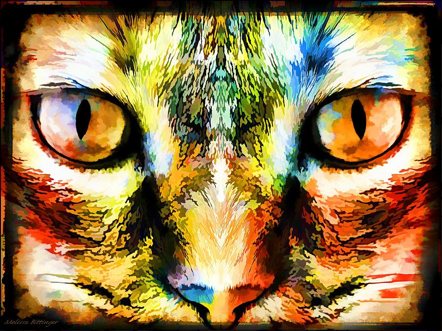 Psychedelic Kitty Cat Digital Art by Melissa Bittinger