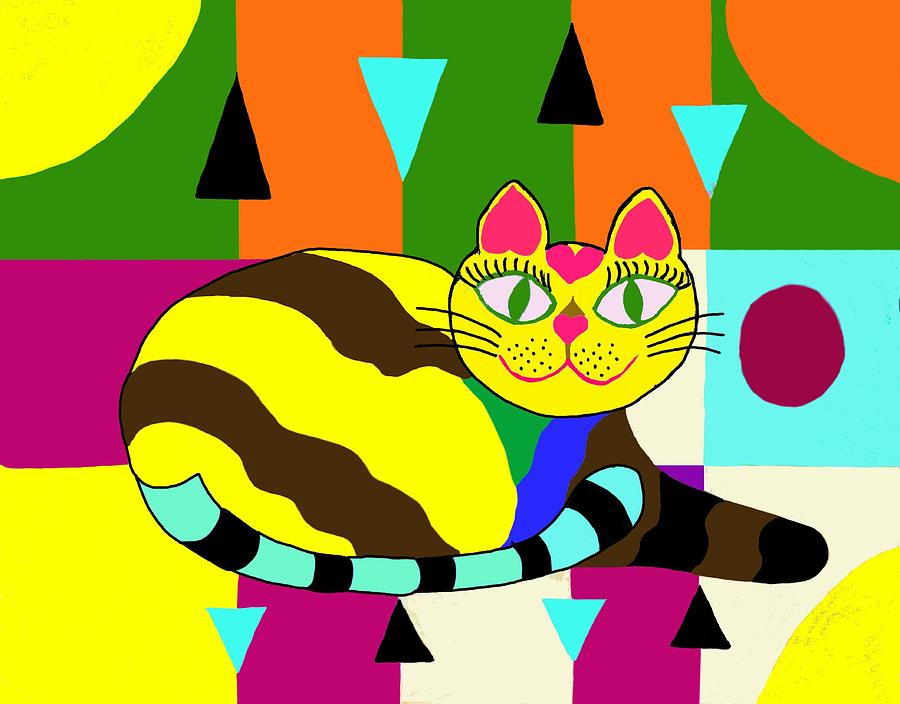 Psychedelic Kitty Digital Art by Laura Smith