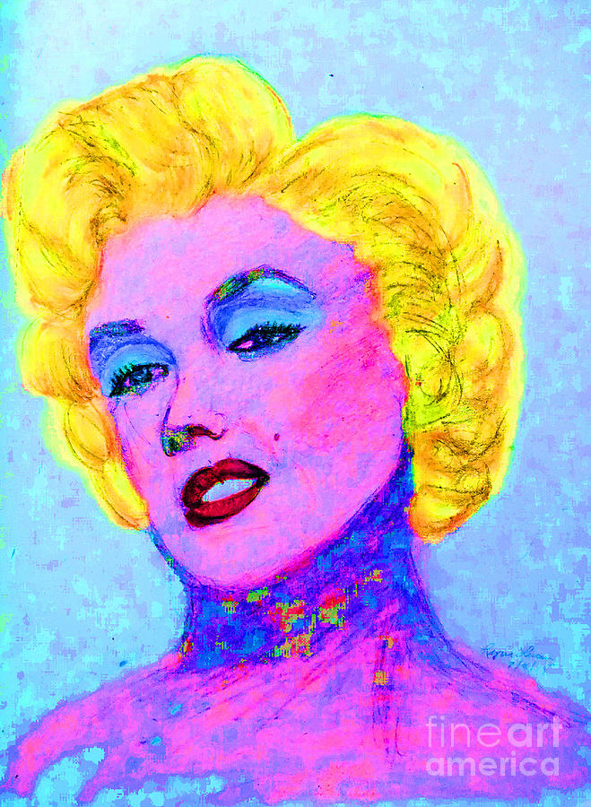 Psychedelic Marilyn Drawing by Lyric Lucas