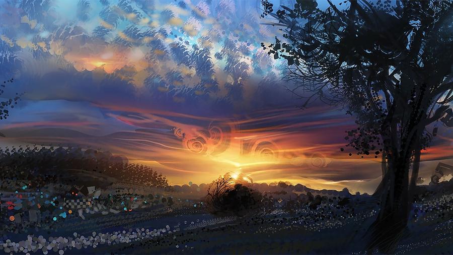 Sunset Digital Art - Psychedelic by Maye Loeser