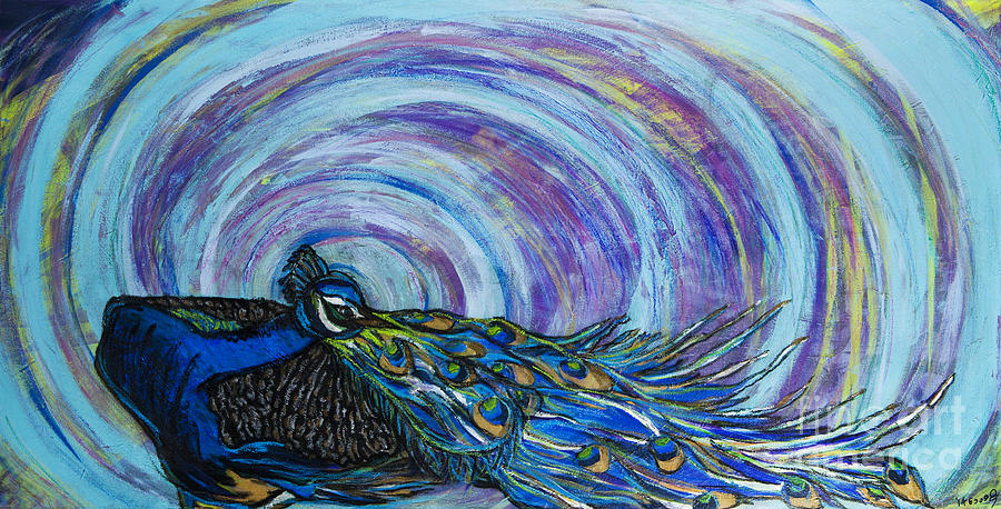 Psychedelic Peacock Painting by Rebecca Weeks