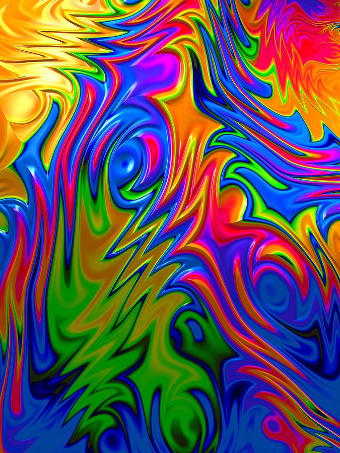 Psychedelic Rainbow Fractal Digital Art by Becky Herrera