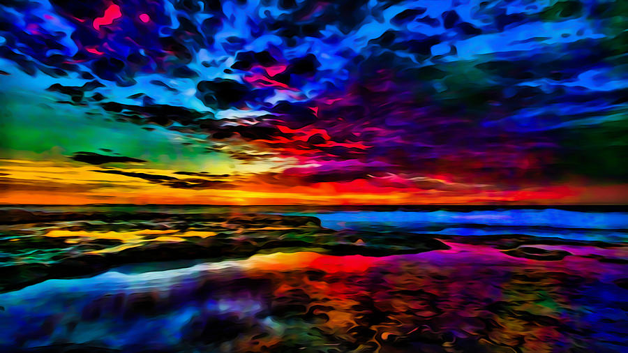 Psychedelic Sea Dusk Photograph by Ron Fleishman