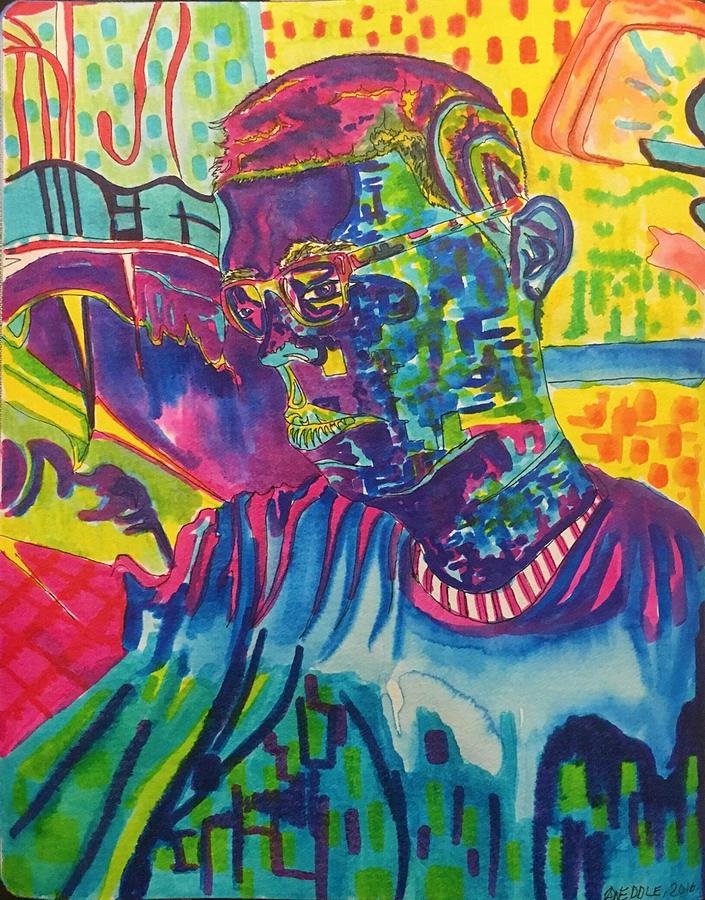 Psychedelic Self-Portrait  Drawing by Angela Weddle