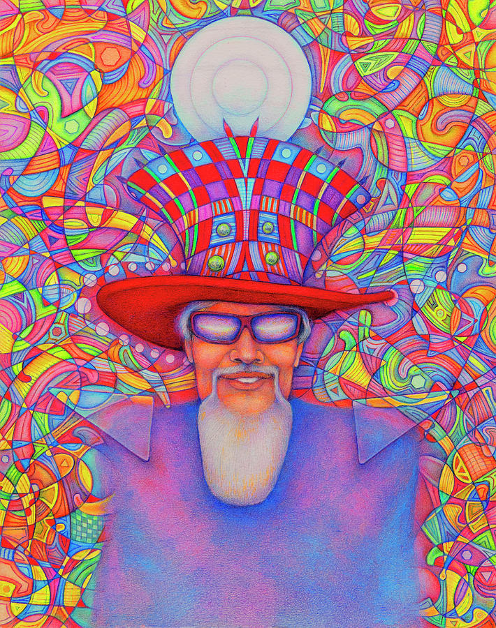 Psychedelic Self Portrait Drawing By Doug Lotz