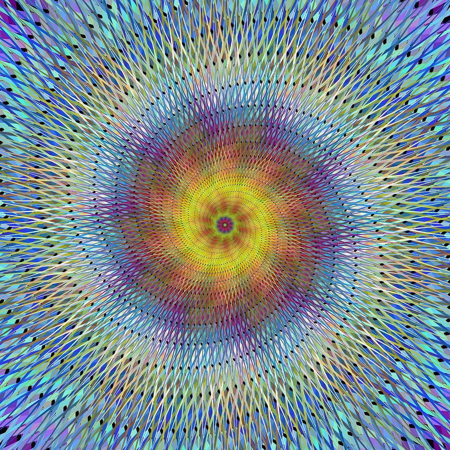 Abstract Digital Art - Psychedelic spiral fractal by David Zydd