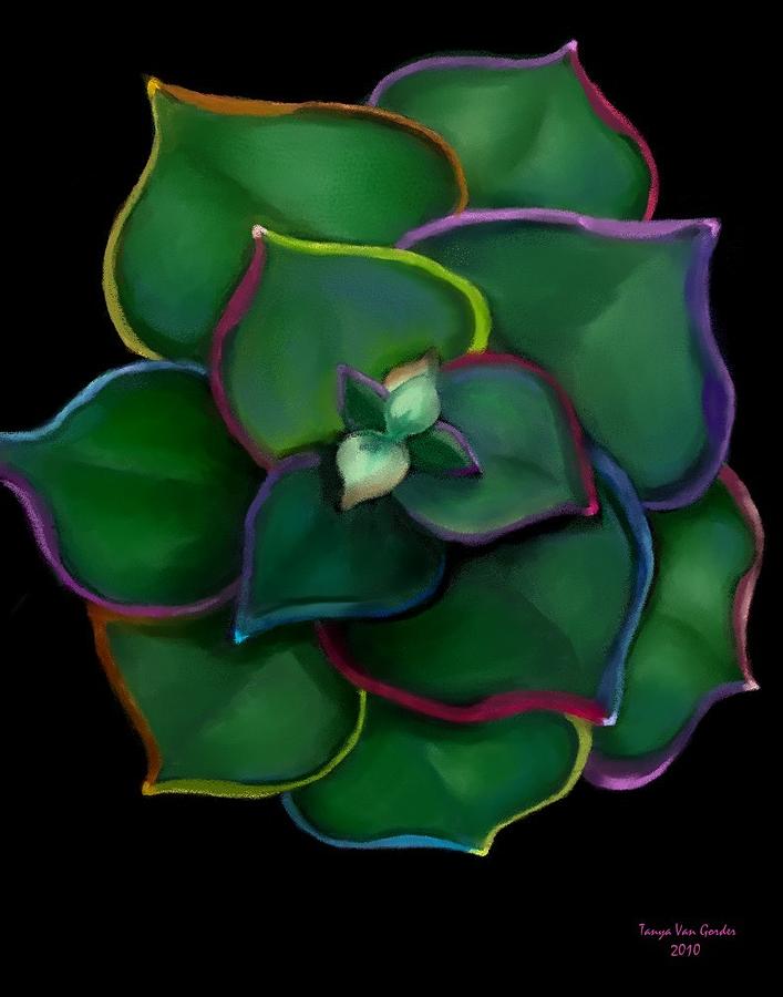 Flowers Still Life Digital Art - Psychedelic Succulent by Tanya Van Gorder