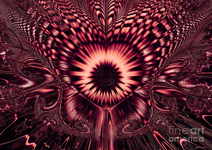 Psychedelic Sunflower / dark magenta Digital Art by Elizabeth McTaggart