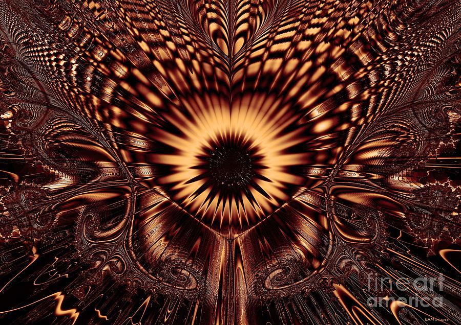 Psychedelic Sunflower / dark sepia  Digital Art by Elizabeth McTaggart