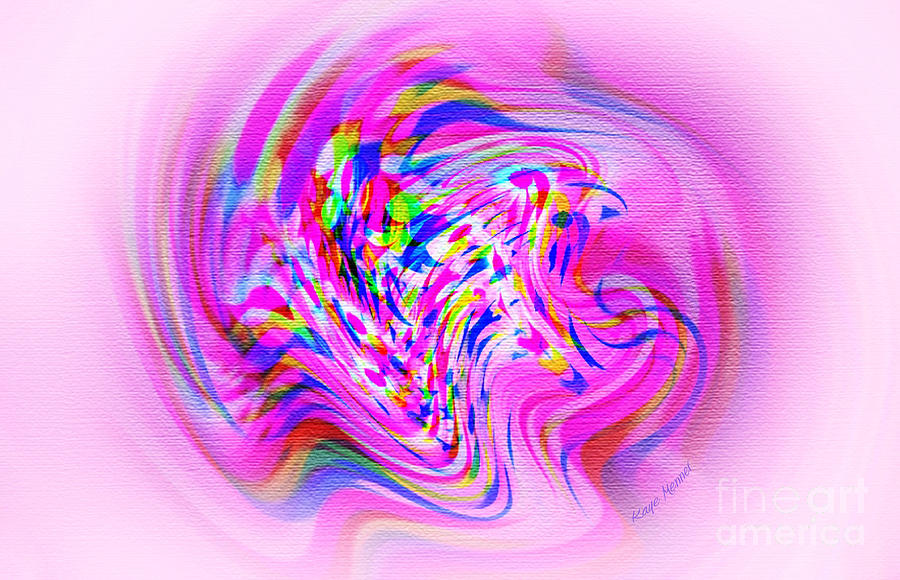 Abstract Digital Art - Psychedelic Swirls on Lollypop Pink by Kaye Menner